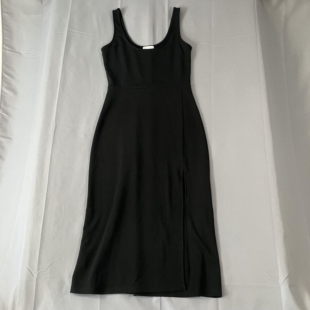 Leith Dress Womens Small Black Sleeveless Maxi Tank Slit Bodycon Casual Fitted